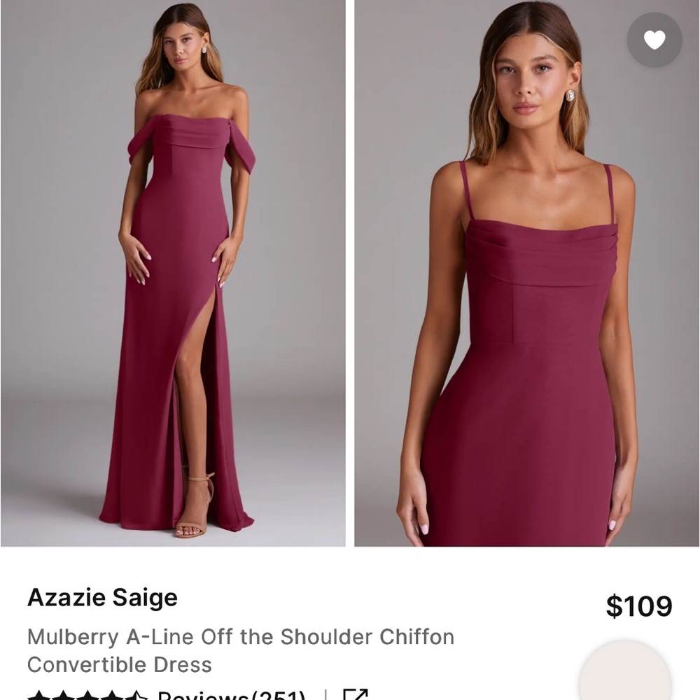 Azazie Strapless Dress in Chiffon Mulberry
